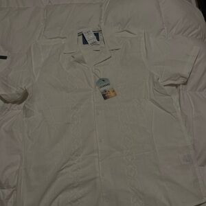 White Embroidered Button-Up Shirt